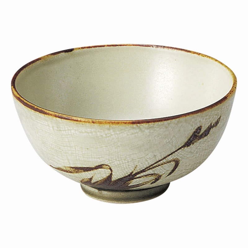 金正陶器 織部流し芦絵茶碗(中) 1個(ご注文単位1個)【直送品】