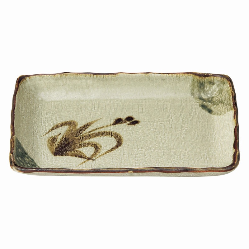 金正陶器 織部流し芦絵9.0焼物皿 1個(ご注文単位1個)【直送品】