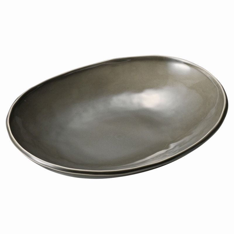 金正陶器 カフェズグレーいっぷく楕円鉢M 1個(ご注文単位1個)【直送品】