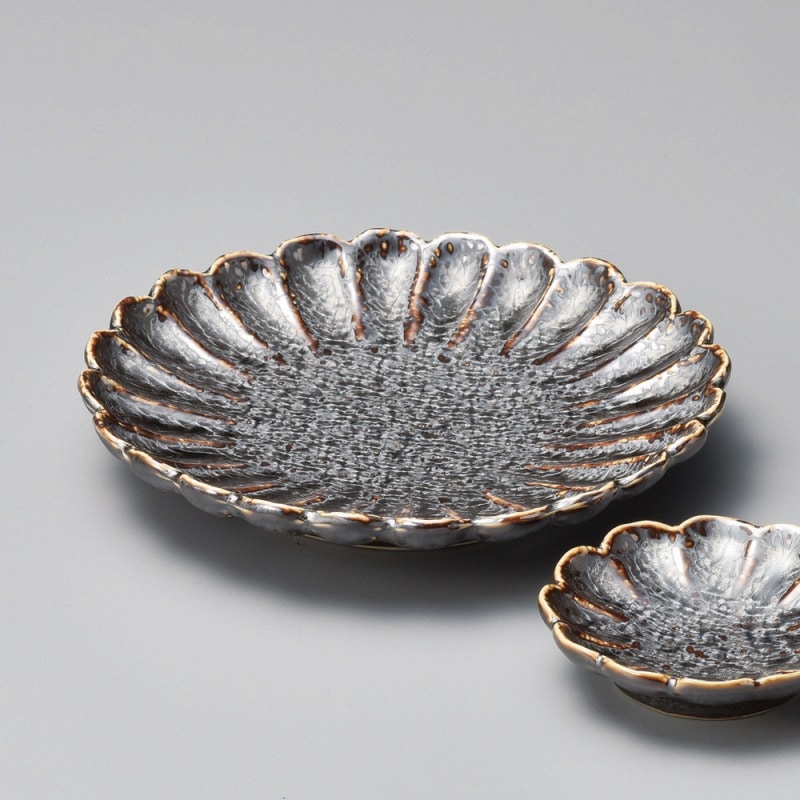 金正陶器 金茶菊型さしみ皿 1個(ご注文単位1個)【直送品】