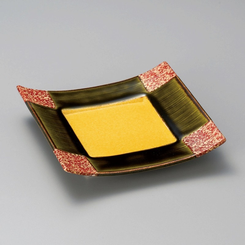 金正陶器 織部ｽｼﾞ正角皿 1個（ご注文単位1個）【直送品】