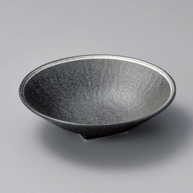金正陶器 黒結晶プラチナとちり丸皿 1個(ご注文単位1個)【直送品】