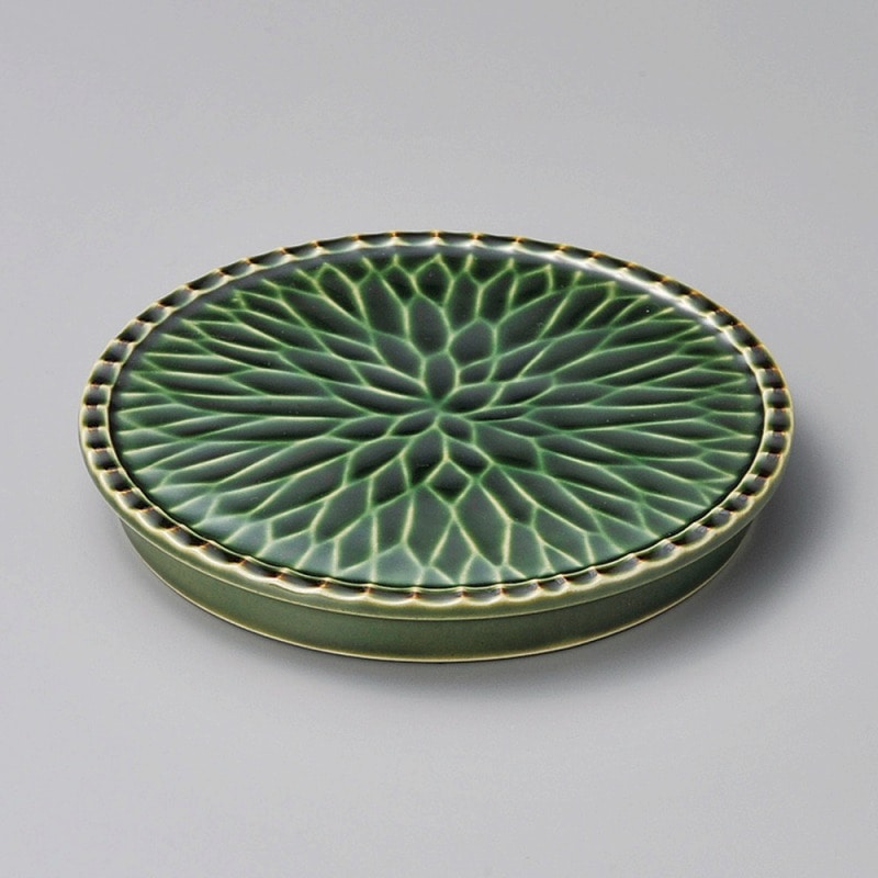 金正陶器 織部花彫17.5cm皿 1個(ご注文単位1個)【直送品】