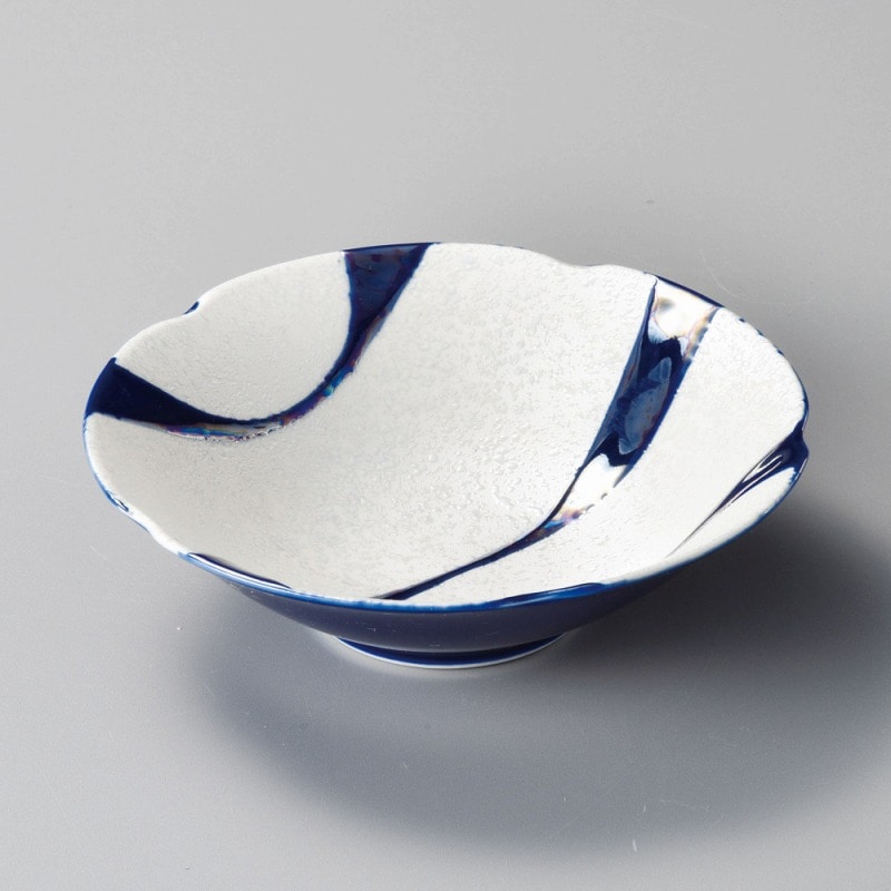 金正陶器 ルリ釉流水ラスター花型多用鉢 1個(ご注文単位1個)【直送品】