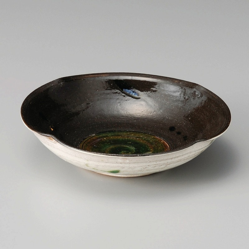 金正陶器 内黒織部四方押し向付 1個(ご注文単位1個)【直送品】