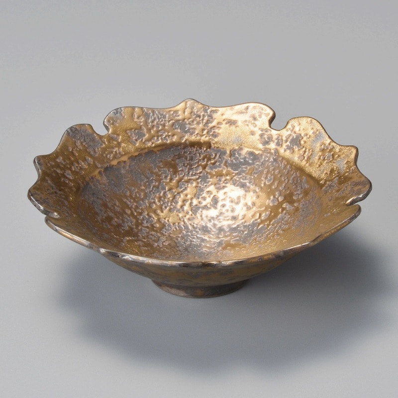 金正陶器 ブロンズ金彩葉型小鉢 1個(ご注文単位1個)【直送品】