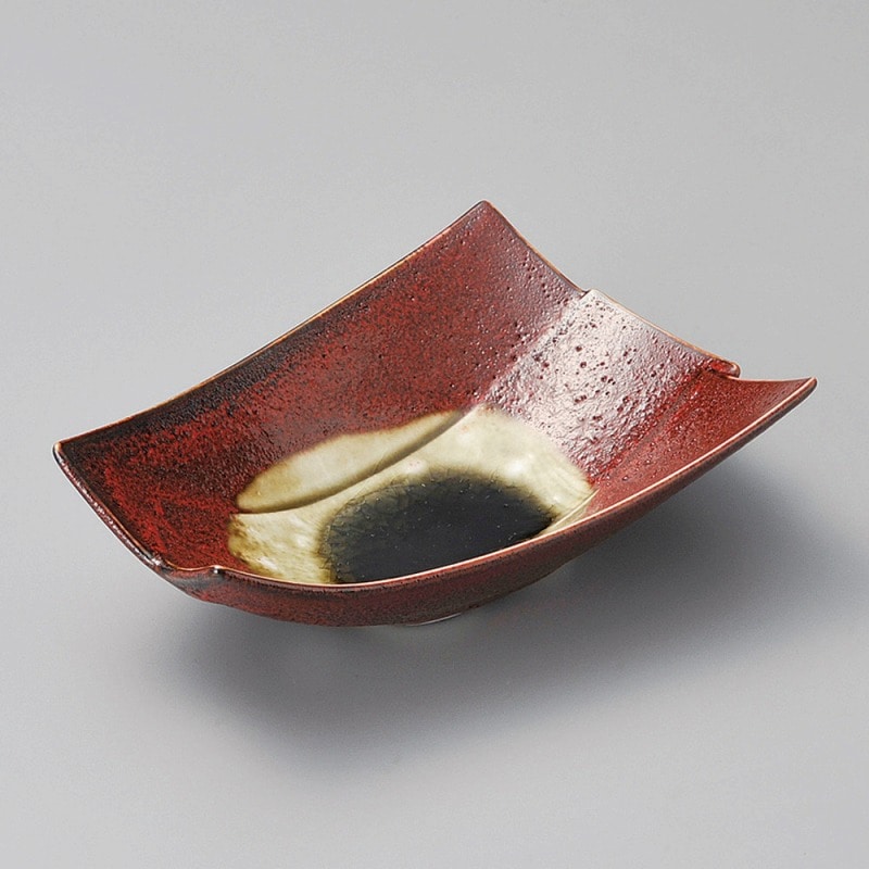 金正陶器 紅柚子天目灰流し三角鉢 1個(ご注文単位1個)【直送品】