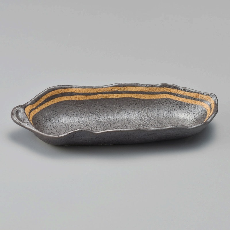 金正陶器 黒ラインそら豆型鉢 1個(ご注文単位1個)【直送品】