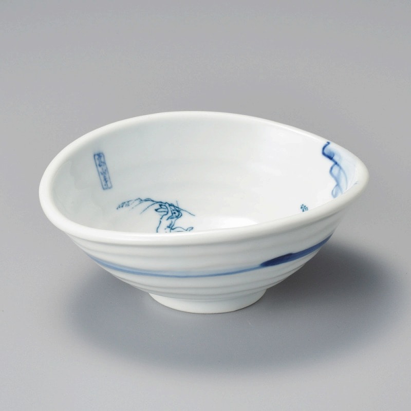 金正陶器 染付鳥獣戯画たわみ鉢 1個(ご注文単位1個)【直送品】