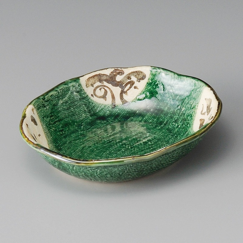 金正陶器 里山織部楕円浅鉢 1個(ご注文単位1個)【直送品】