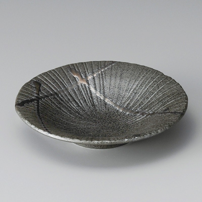 金正陶器 黒金色流し彫十草型多用鉢 1個(ご注文単位1個)【直送品】