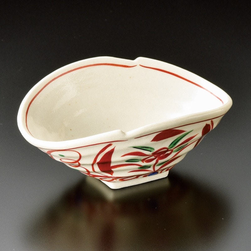 金正陶器 粉引赤絵唐草変形小鉢 1個（ご注文単位1個）【直送品】