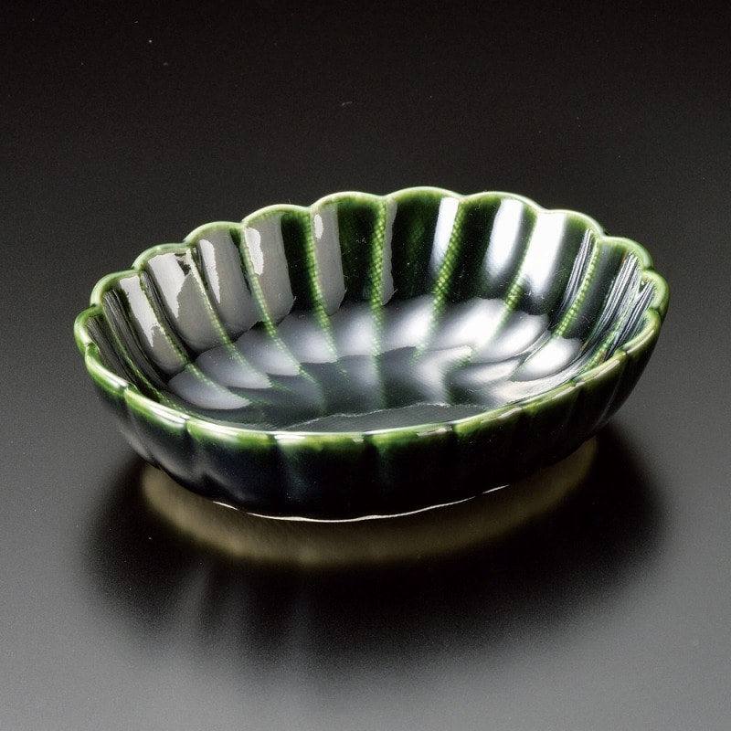 金正陶器 織部菊割楕円小鉢 1個（ご注文単位1個）【直送品】