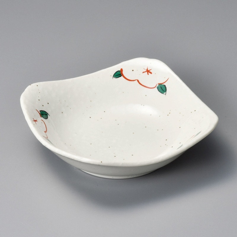 金正陶器 雪粉引赤絵花5.0角皿 1個(ご注文単位1個)【直送品】