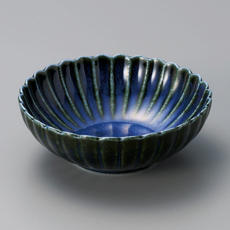 金正陶器 菊型ルリ13cm鉢 1個(ご注文単位1個)【直送品】
