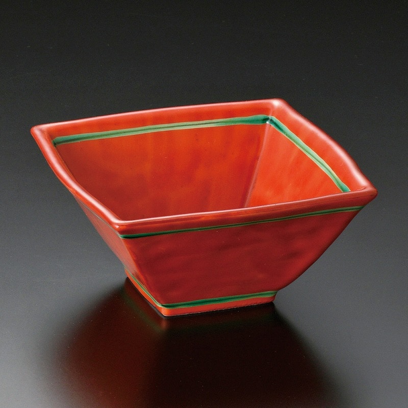 金正陶器 赤絵双魚角小鉢 1個(ご注文単位1個)【直送品】