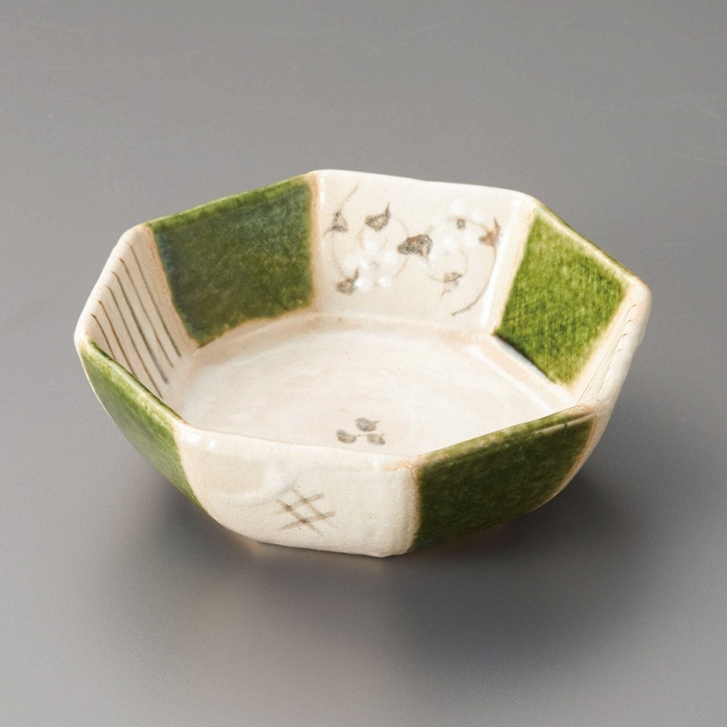 金正陶器 志野織部 八角小鉢 唐草絵 1個(ご注文単位1個)【直送品】