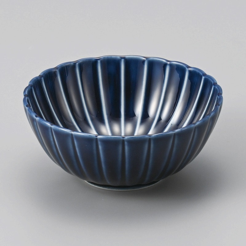 金正陶器 ぎやまん茄子紺BLUE丸小鉢 1個(ご注文単位1個)【直送品】
