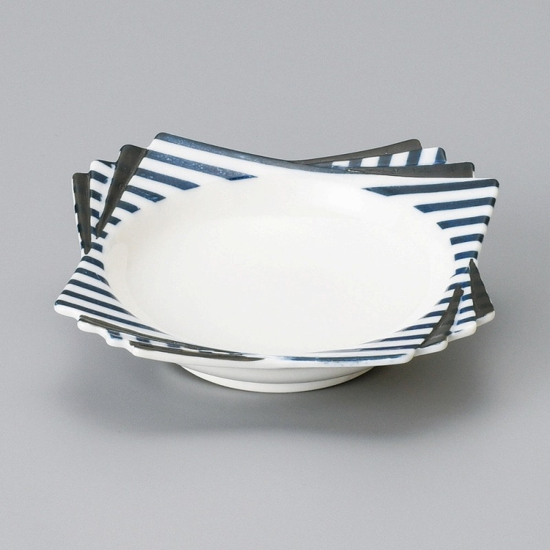 金正陶器 青ストライプ千代折角小鉢 1個(ご注文単位1個)【直送品】