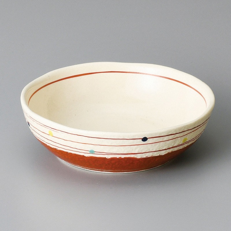 金正陶器 点彩渦4.5浅ボール(赤) 1個(ご注文単位1個)【直送品】