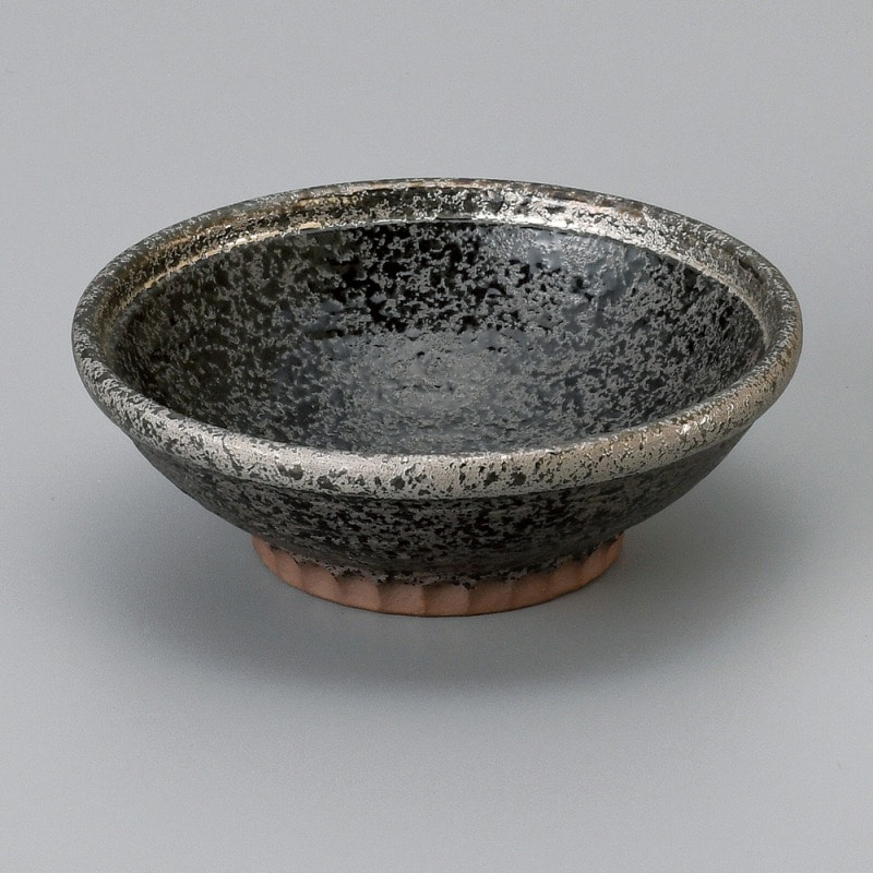 金正陶器 黒ちらし渕銀巻3.6丸浅鉢 1個(ご注文単位1個)【直送品】