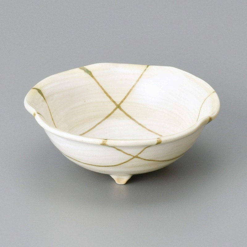 金正陶器 志野格子三ツ足小鉢 1個(ご注文単位1個)【直送品】