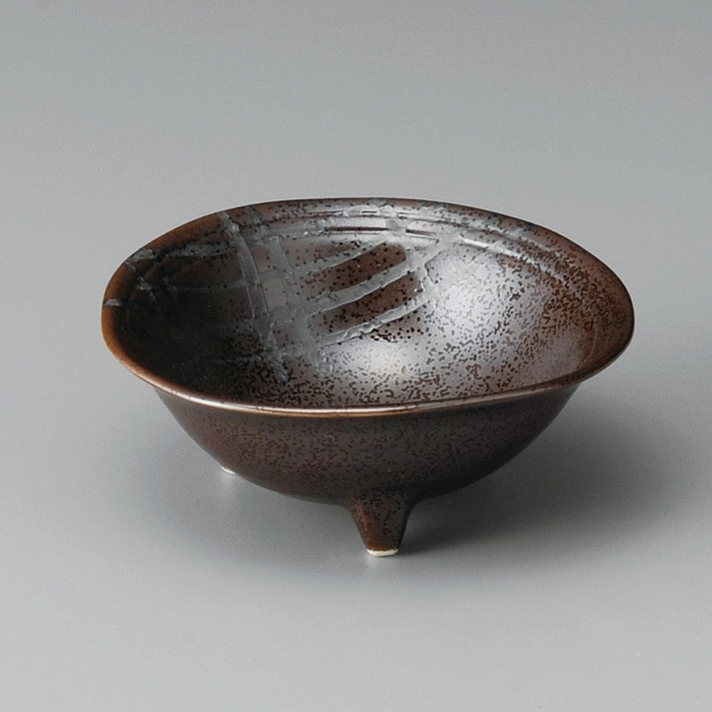 金正陶器 錆格子三ツ足3.6小鉢 1個(ご注文単位1個)【直送品】