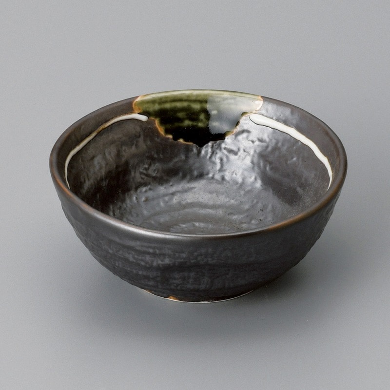 金正陶器 鉄釉一珍ライン玉割小鉢 1個(ご注文単位1個)【直送品】