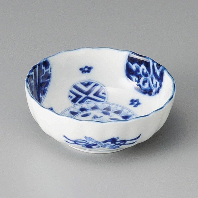 金正陶器 藍丸紋菊型3.5鉢 1個(ご注文単位1個)【直送品】