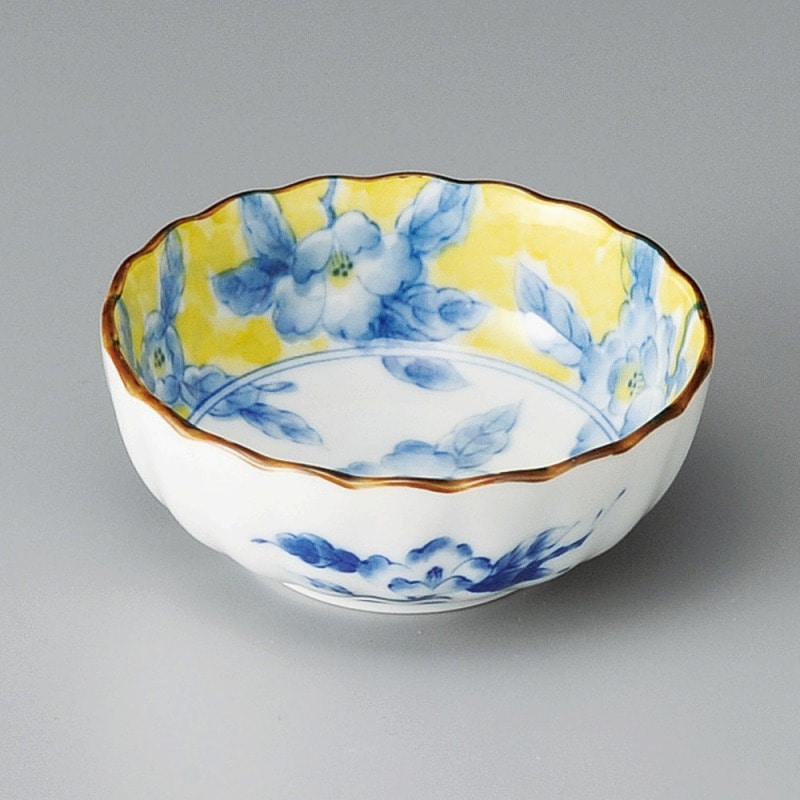 金正陶器 黄彩花紋菊型3.5鉢 1個(ご注文単位1個)【直送品】