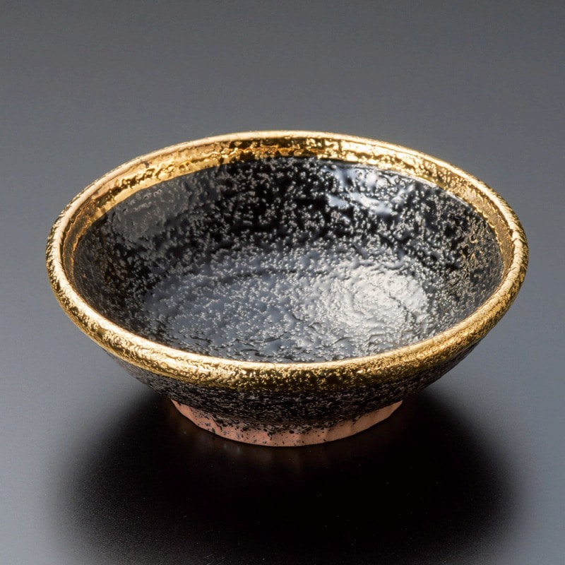 金正陶器 黒ちらし渕金巻3.6丸浅鉢 1個(ご注文単位1個)【直送品】