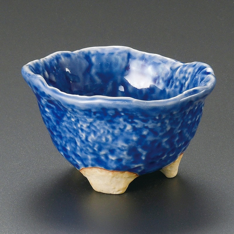 金正陶器 るり釉(岩石)3.5三つ足変形小鉢 1個(ご注文単位1個)【直送品】