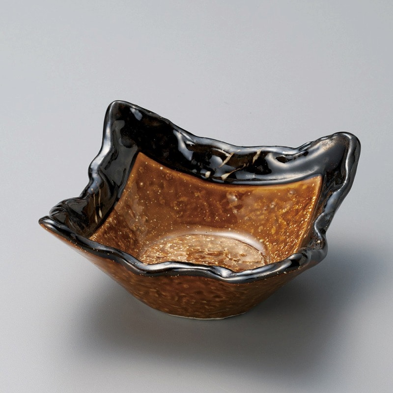 金正陶器 アメ釉一珍波角鉢 1個(ご注文単位1個)【直送品】