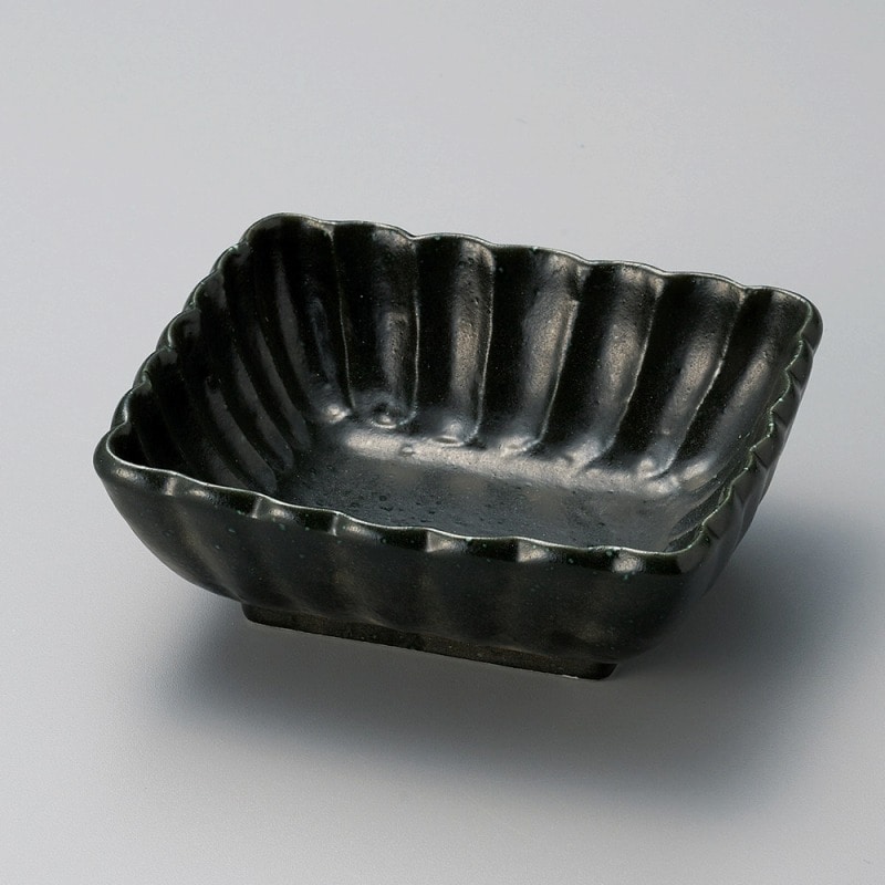 金正陶器 黒ガラスマット菊型角小鉢 1個(ご注文単位1個)【直送品】