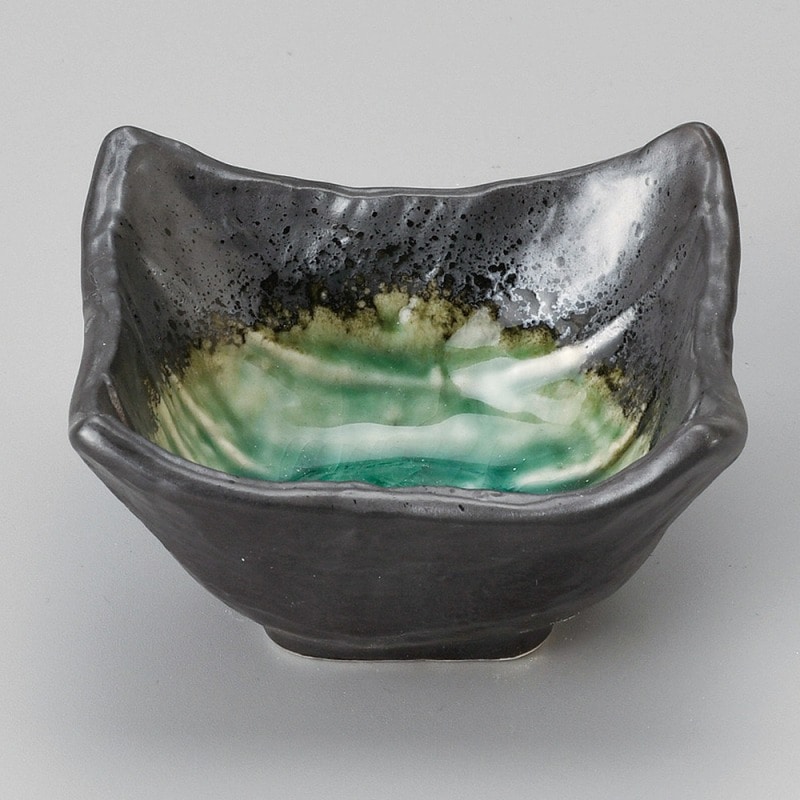 金正陶器 深海グリーン四角小鉢(中) 1個(ご注文単位1個)【直送品】