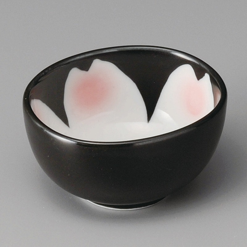 金正陶器 黒釉桜花楕円小鉢 1個(ご注文単位1個)【直送品】