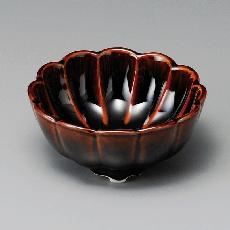 金正陶器 飴ｶﾗﾒﾙ菊型小付(小) 1個（ご注文単位1個）【直送品】