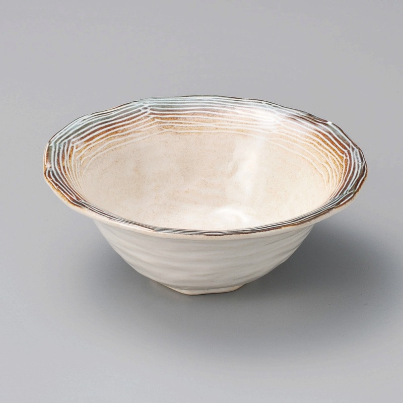 金正陶器 白均窯ストライプ3.6寸鉢 1個(ご注文単位1個)【直送品】