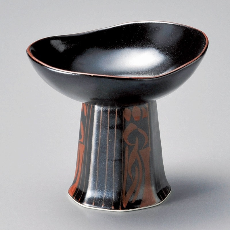 金正陶器 黒釉渕赤高台小付 1個(ご注文単位1個)【直送品】