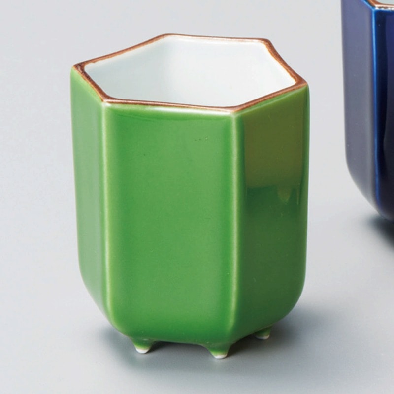 金正陶器 緑六角珍味 1個(ご注文単位1個)【直送品】