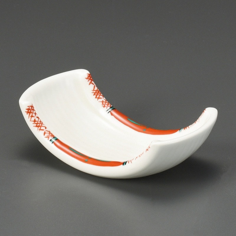 金正陶器 赤絵グリーン反り竹珍味 1個(ご注文単位1個)【直送品】