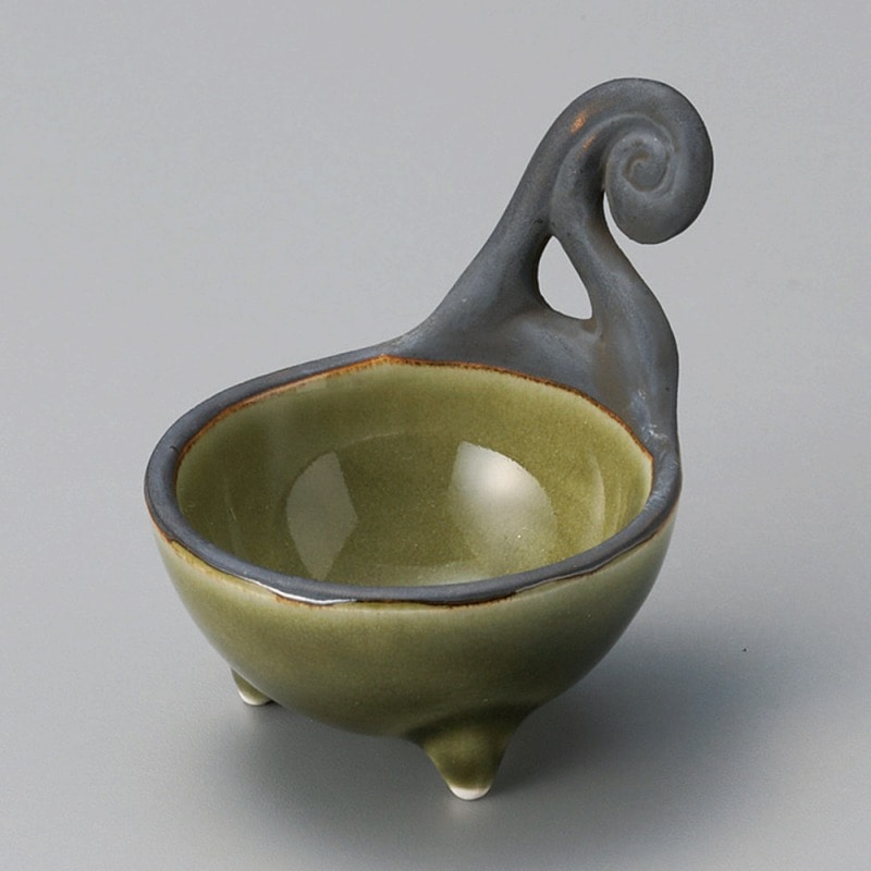 金正陶器 桃山織部ビワ型手付珍味 1個(ご注文単位1個)【直送品】