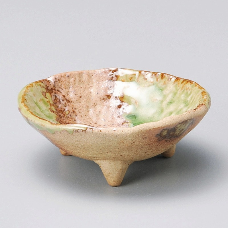 金正陶器 織部岩清水三ツ足珍味 1個(ご注文単位1個)【直送品】