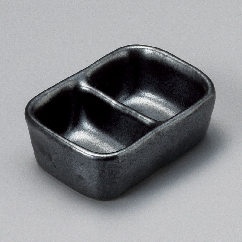 金正陶器 黒マットミニ二品盛 1個(ご注文単位1個)【直送品】