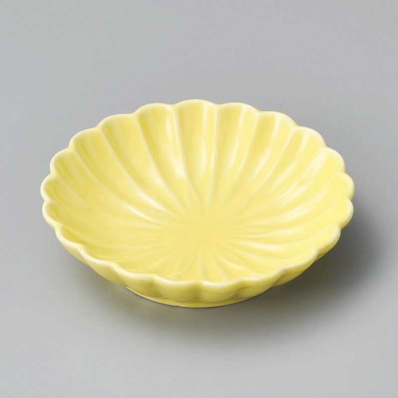 金正陶器 黄色菊型皿 1個（ご注文単位1個）【直送品】