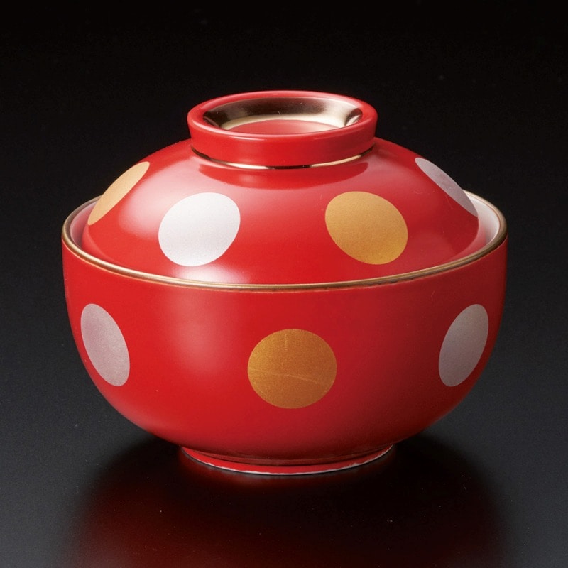金正陶器 赤釉金銀彩丸紋煮物碗 1個（ご注文単位1個）【直送品】