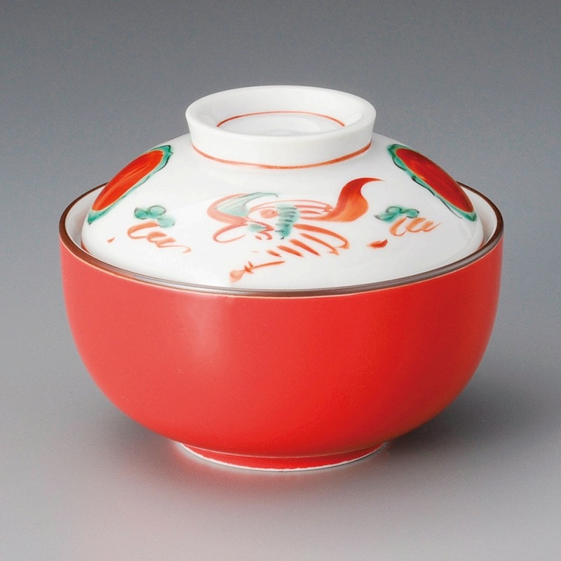 金正陶器 赤釉赤絵花鳥煮物碗 1個（ご注文単位1個）【直送品】