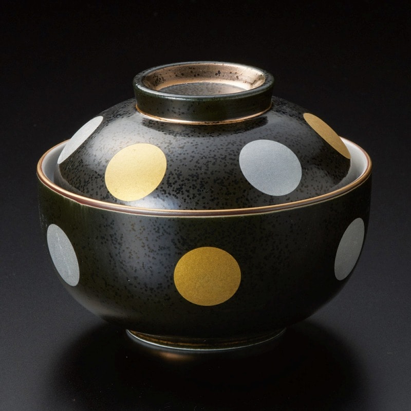 金正陶器 黒結晶金銀彩丸紋煮物碗 1個（ご注文単位1個）【直送品】