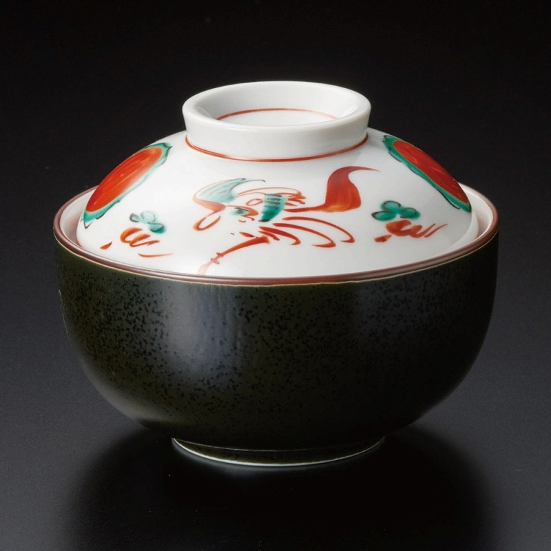 金正陶器 黒結晶赤絵花鳥小煮物碗 1個（ご注文単位1個）【直送品】