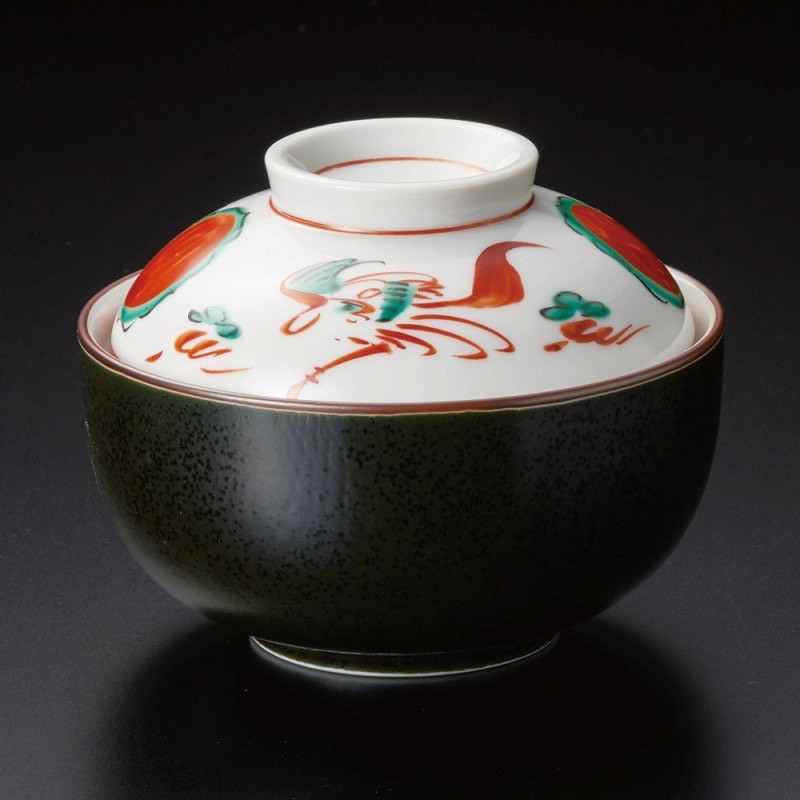 金正陶器 黒結晶赤絵花鳥煮物碗 1個（ご注文単位1個）【直送品】
